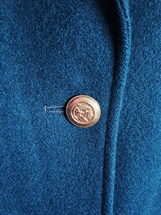 Vintage Double-Breasted Forest Green Wool Blend Peacoat Size 8 - Picture 7 of 9